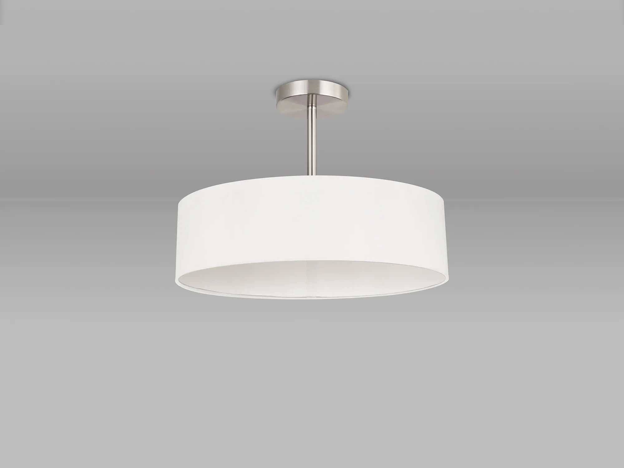 Baymont 45cm Semi Flush 3 Light Satin Nickel, White DK0715  Deco Baymont SN WH